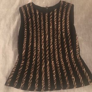 BCBG Black/Leopard striped peplum top